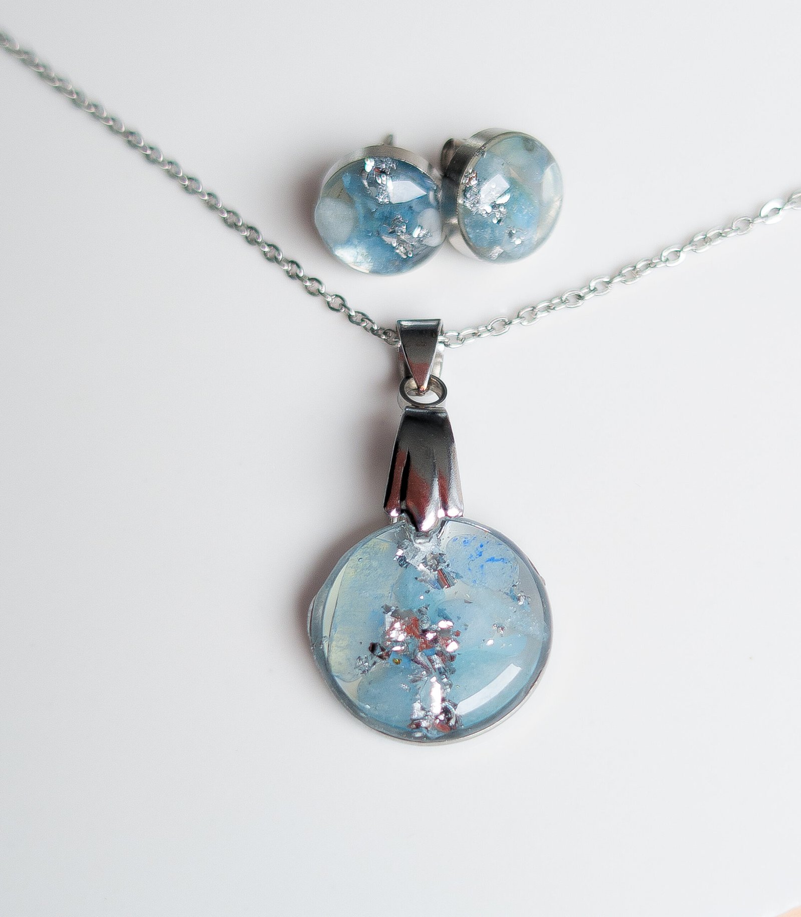Aquamarine Jewellery Set – Silver Stainless Steel - Image 2