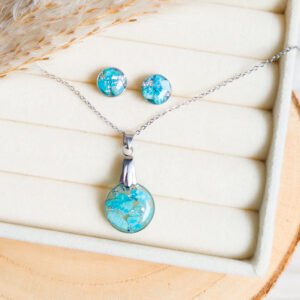 Amazonite Jewellery Set – Silver Stainless Steel