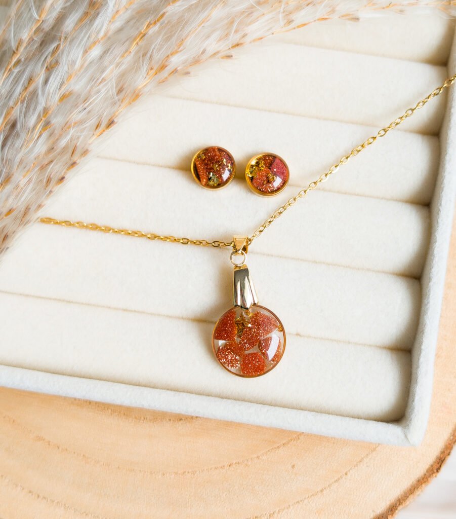 Desert Sand Stone Jewellery Set – Gold Stainless Steel
