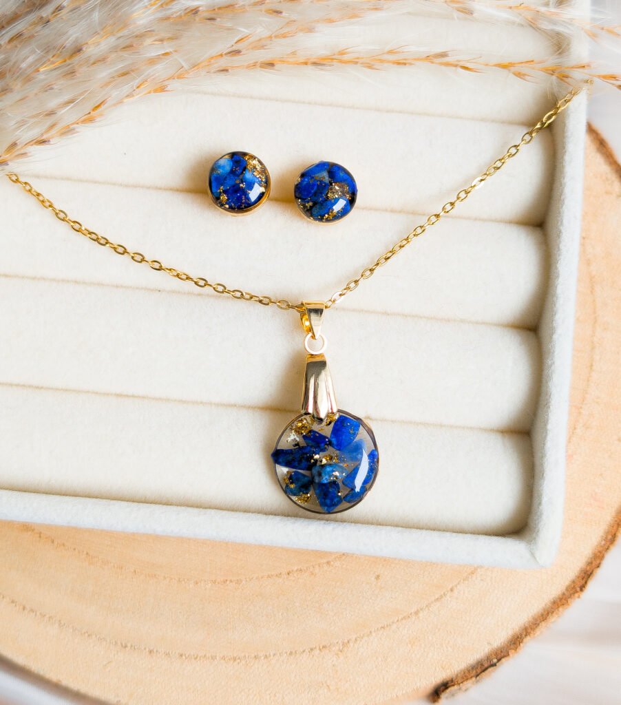 Lapis Lazuli Jewellery Set – Gold Stainless Steel